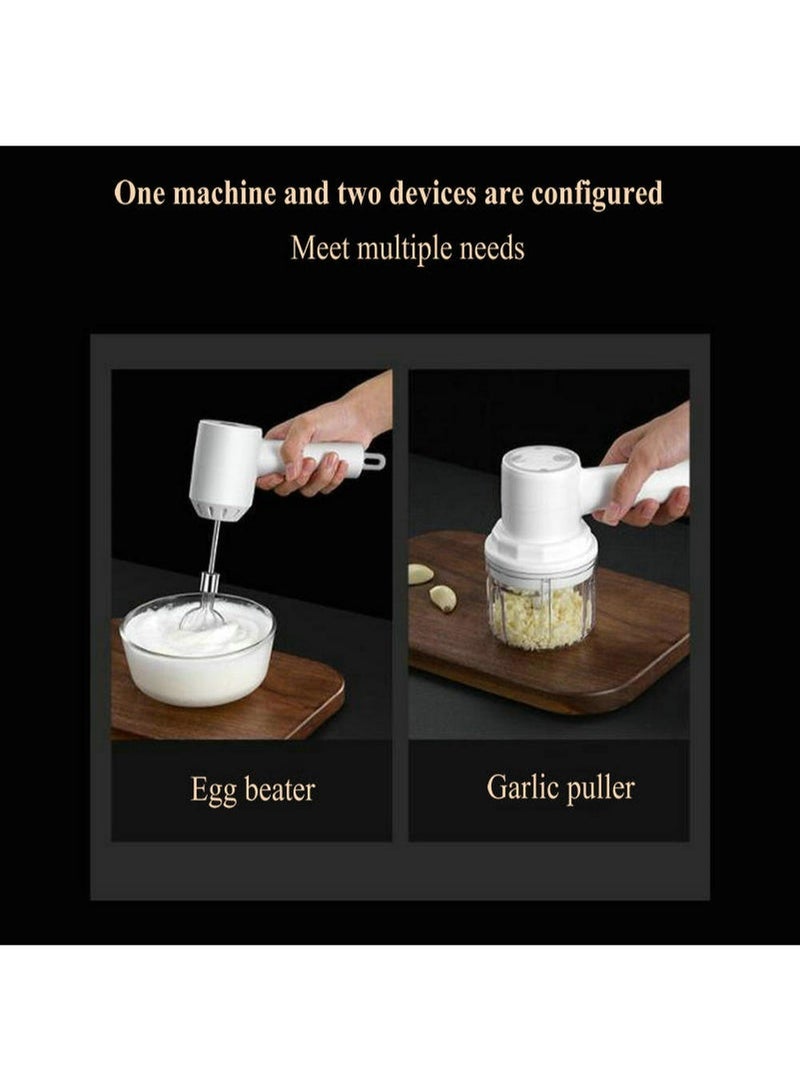 Wireless portable electric meat grinder, garlic crusher, garlic puree maker, multi-functional meat grinder, garlic paste maker, double-rod egg beater - Image 1