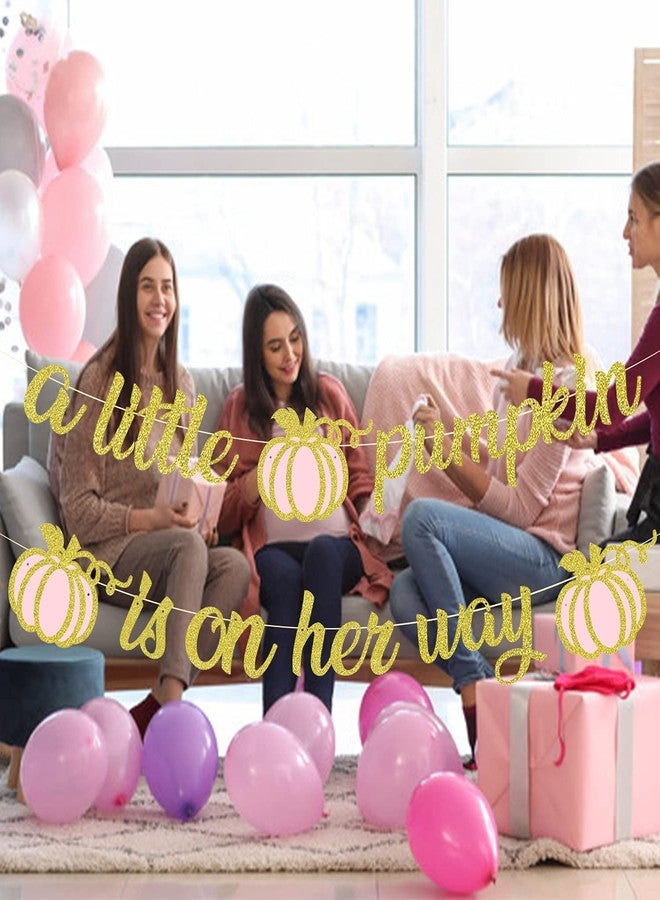 MZ.ogm A Little Pumpkin is On Her Way Fall Baby Shower Banner Little Pumpkin Baby Shower Decorations for Girl - Image 4