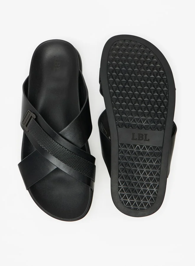 LBL by Shoexpress Textured Slip-On Cross Strap Arabic Sandals