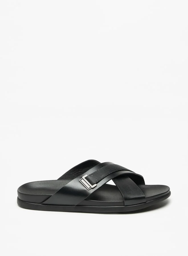 LBL by Shoexpress Textured Slip-On Cross Strap Arabic Sandals
