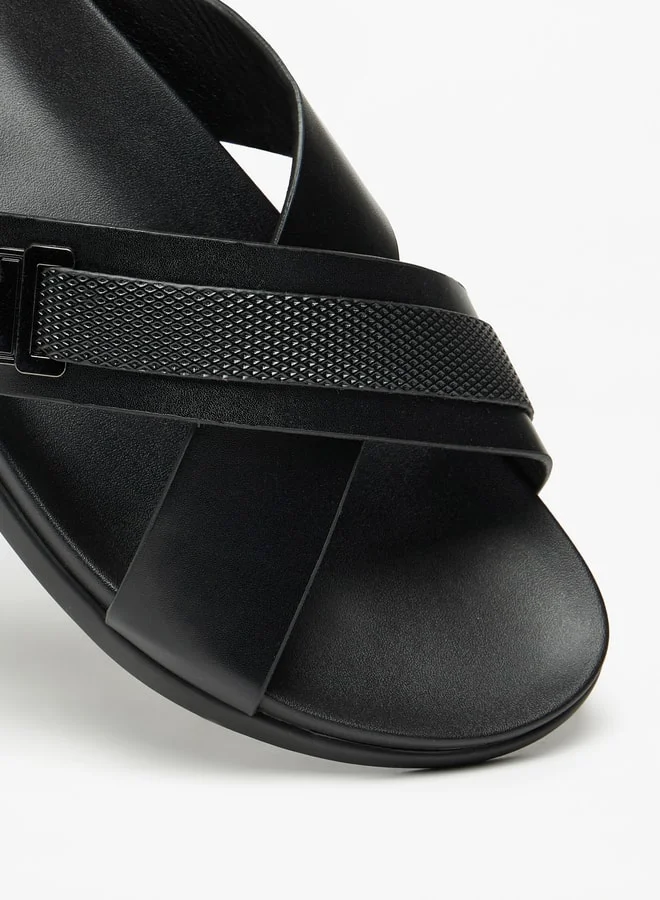 LBL by Shoexpress Textured Slip-On Cross Strap Arabic Sandals
