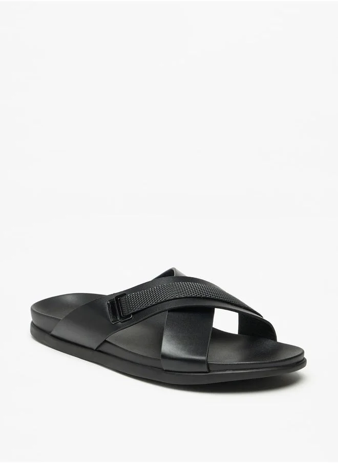 ال بي ال من شو اكسبرس Textured Slip-On Cross Strap Arabic Sandals