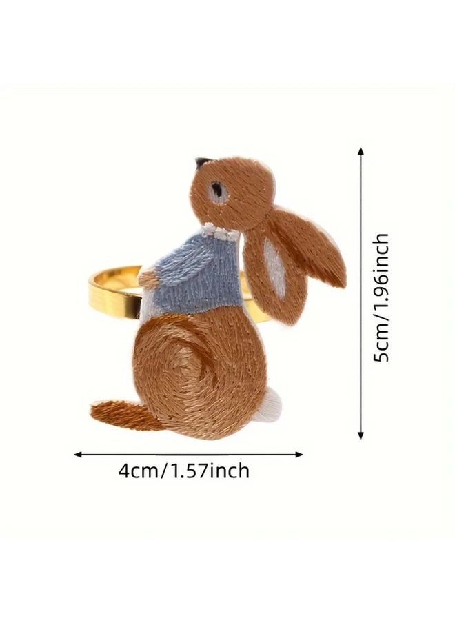 3 قطع حلقات مناديل على شكل أرنب لتزيين طاولة الطعام في المنزل وحفلات العطلات - Image 3