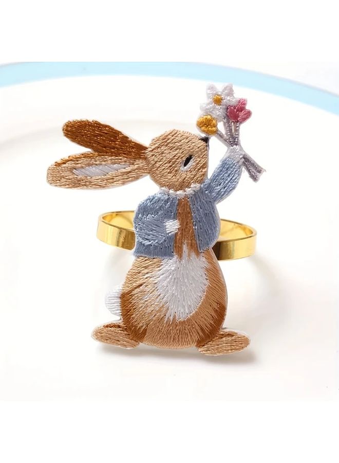 3 قطع حلقات مناديل على شكل أرنب لتزيين طاولة الطعام في المنزل وحفلات العطلات - Image 4