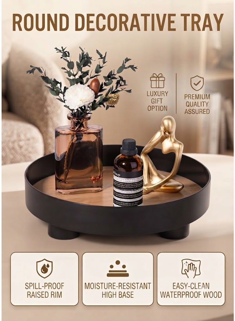 علبة ديكور البلاستيك ، علبة طاولة القهوة ، علبة عداد الحمام للديكور المنزلي ، مربع تخزين العطور ، للطاولة ، خزانة الملابس ، المطبخ ، الأسود - Image 1