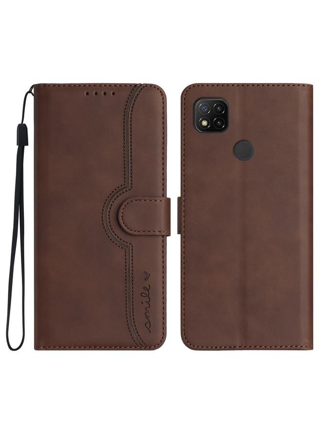 Case For Xiaomi Redmi 9C/9C NFC/Poco C3 Heart Pattern Skin Feel Leather Phone Case