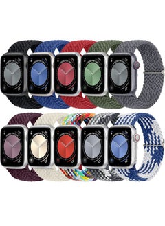 Getino 10 Pack Braided Stretchy Compatible with Apple Watch Band Women 38mm 40mm 41mm 42mm 44mm 45mm 46mm 49mm, Sport Nylon Elastic Solo Loop iWatch Strap Men for iWatch Ultra 2 SE Series 10 9 8 7 6 5  - Image 1