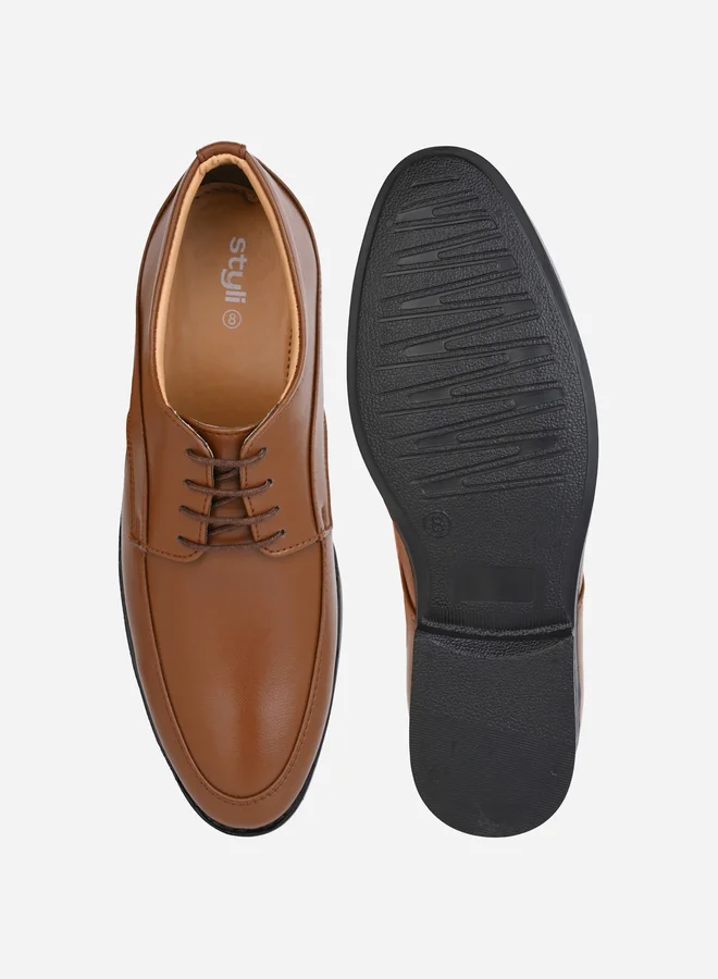 Styli Styli Solid Oxford Shoes with Lace-Up Closure