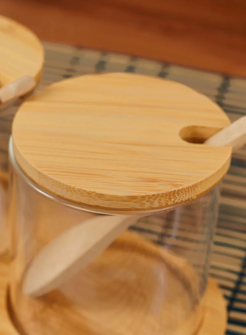 Noire Edit Set Of 3 Glass Wooden Storage Jars