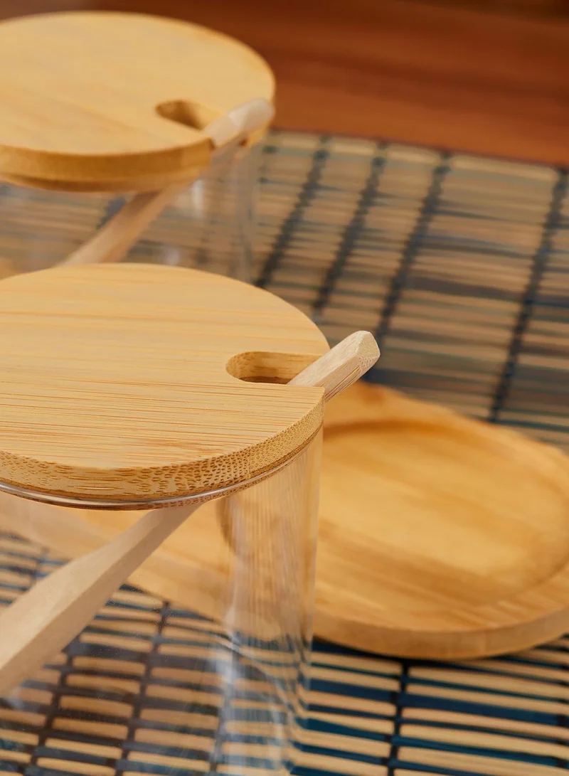 Noire Edit Set Of 3 Glass Wooden Storage Jars