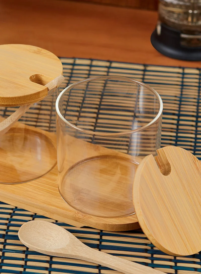 Noire Edit Set Of 3 Glass Wooden Storage Jars