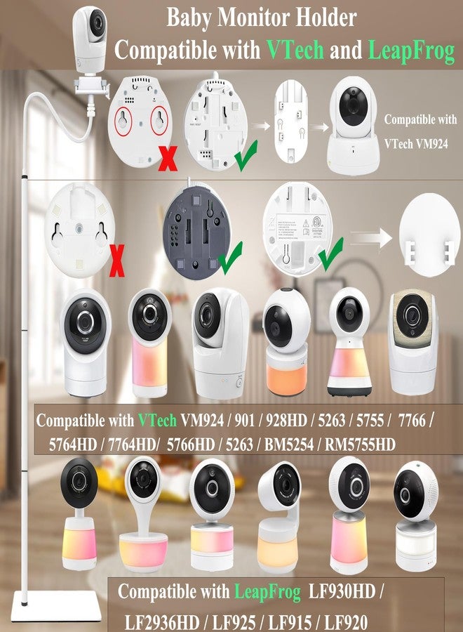 Derebir Baby Monitor Camera Floor Stand Holder Mount Compatible with VTech/HelloBaby/ Nanit Pro/I/Momcozy/iFamily/OKAIDI/Blemil /Motorola/Leapfrog /nooie IPC100/Infant Optics/ANMEATE/ Flexible Holder Stand - Image 2
