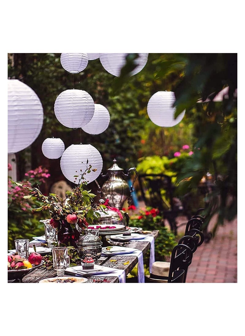 KASTWAVE Chinese Japanese Paper Lanterns 10Pcs White Decorative Hanging Round Lanterns Lamp for Birthday Wedding Bridal Showe Home Decor Party 5Sizes  - Image 3
