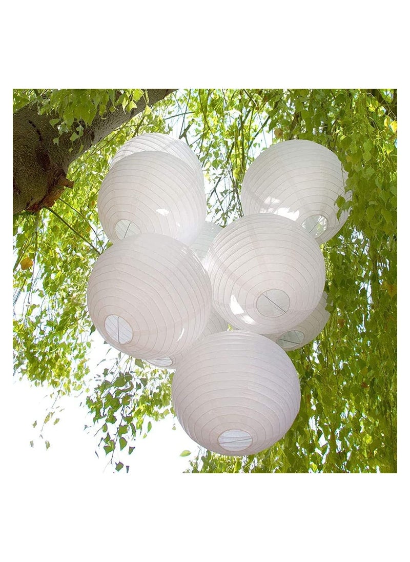 Chinese Japanese Paper Lanterns 10Pcs White Decorative Hanging Round Lanterns Lamp for Birthday Wedding Bridal Showe Home Decor Party 5Sizes