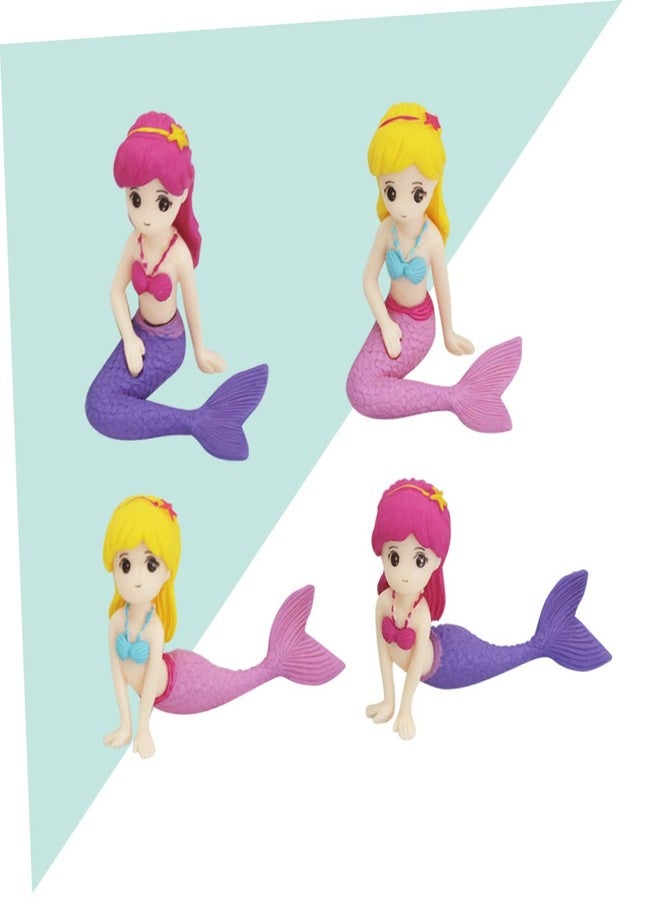 أموسفون مجموعة زينة كعكة على شكل دمية حورية البحر من آموسفن، 12 قطعة - زينة كعكة حفلات أعياد ميلاد البنات - دمى حورية بحر بلاستيكية متعددة الألوان، 2.55-2.95 بوصة - Image 4