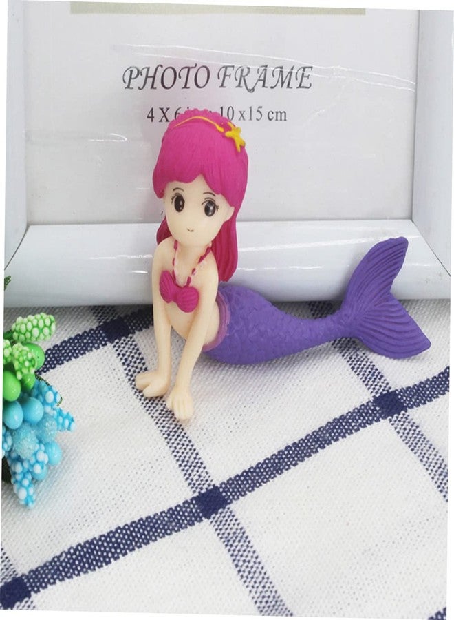 أموسفون مجموعة زينة كعكة على شكل دمية حورية البحر من آموسفن، 12 قطعة - زينة كعكة حفلات أعياد ميلاد البنات - دمى حورية بحر بلاستيكية متعددة الألوان، 2.55-2.95 بوصة - Image 3