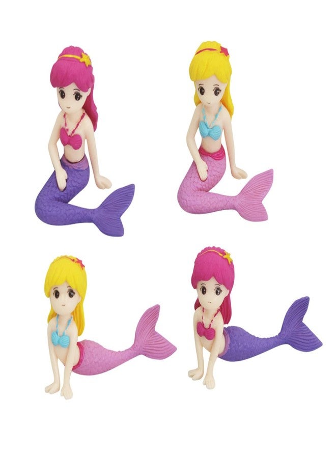 أموسفون مجموعة زينة كعكة على شكل دمية حورية البحر من آموسفن، 12 قطعة - زينة كعكة حفلات أعياد ميلاد البنات - دمى حورية بحر بلاستيكية متعددة الألوان، 2.55-2.95 بوصة - Image 2