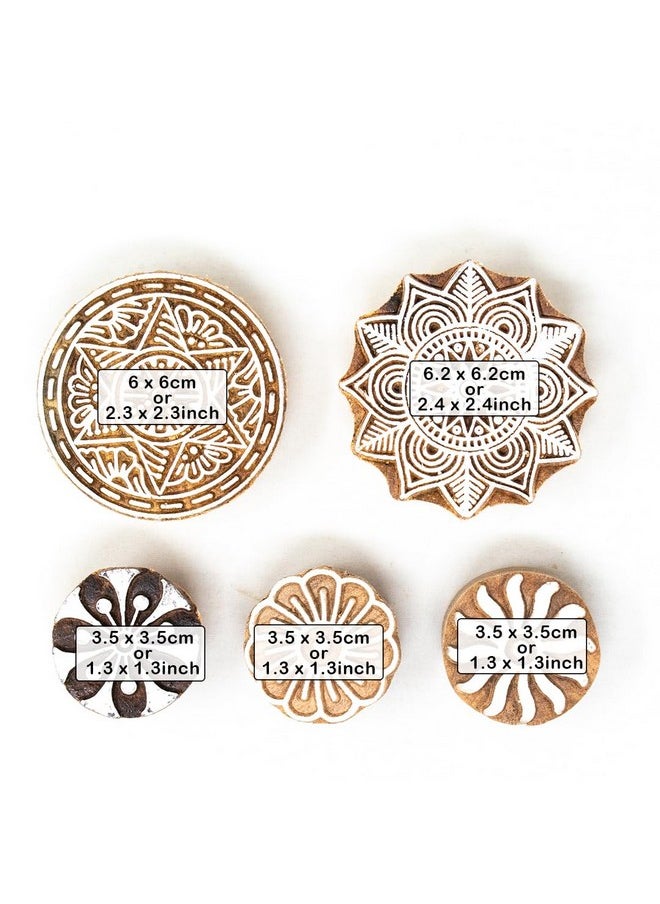 Hashcart Hashcart Wooden Indian Traditional Design Printing Stamps | Set of 5 | Blocks for Printing Saree Border / Dresses / Craft Card Making / Scrapbook / Clay Pottery  - Image 4
