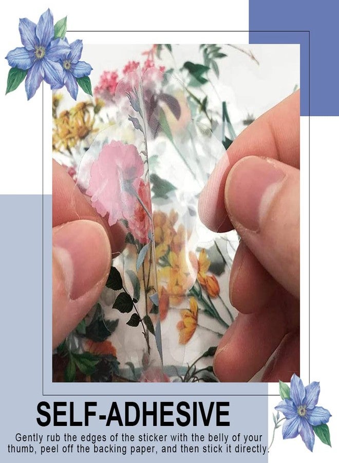 Modixun 160pcs Flower Plant Stickers,20 Patterns PET Transparent Decorative Stickers, Floral Scrapbooking for Craft Album Journal, Style D - Image 4
