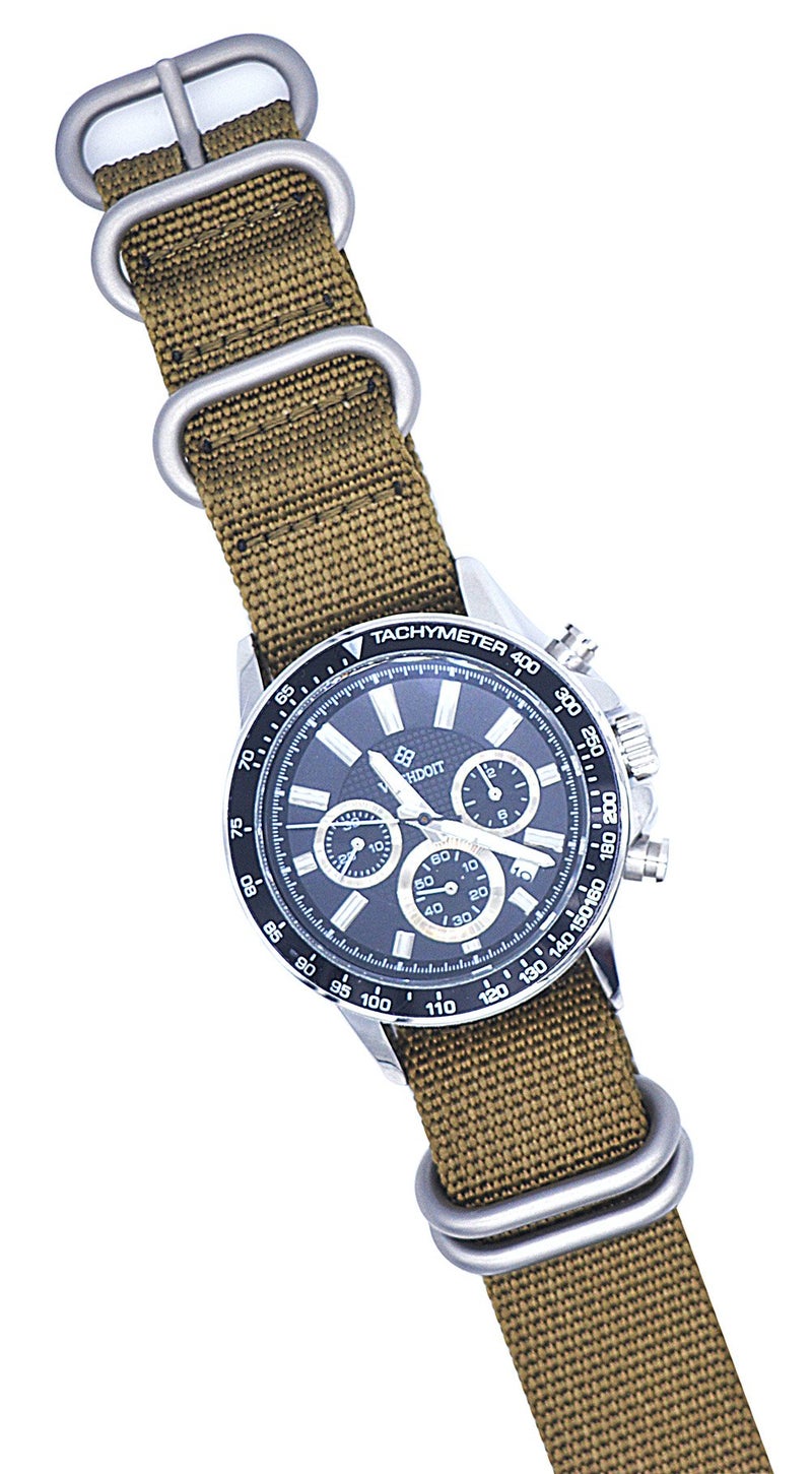 ArtStyle Watch Band with 1.5mm Thickness Quality Nylon Strap and Heavy Duty Brushed Buckle (Khaki, 20mm) - Image 4