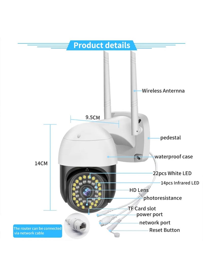 TECHNOVIEW TECHNOVIEW Full HD WiFi Outdoor Security Camera with Adapter View Remote Auto Tracking 360 Rotation Smart Motion Detection Alarm Alert 12MP 8 LEDs Zoom PTZ  - Image 2