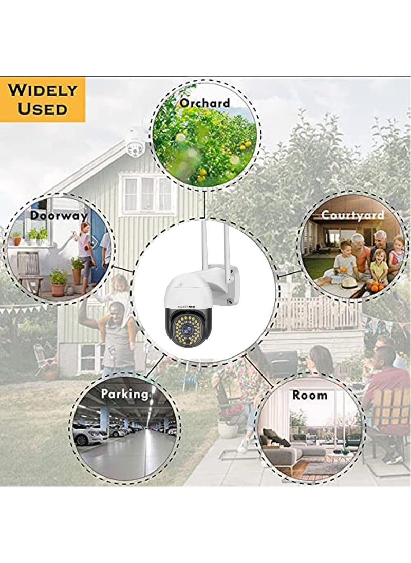 TECHNOVIEW TECHNOVIEW Full HD WiFi Outdoor Security Camera with Adapter View Remote Auto Tracking 360 Rotation Smart Motion Detection Alarm Alert 12MP 8 LEDs Zoom PTZ  - Image 5