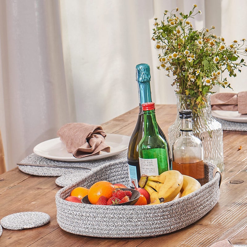 ART pinecone Placemats Set of 6 Oval â€“ Woven Boho Farmhouse Table Mats for Dining Table for 6, Kitchen Decor, Washable and Handmade Rustic Table Accessories (Oval Plus, Gray Mixed) - Image 3