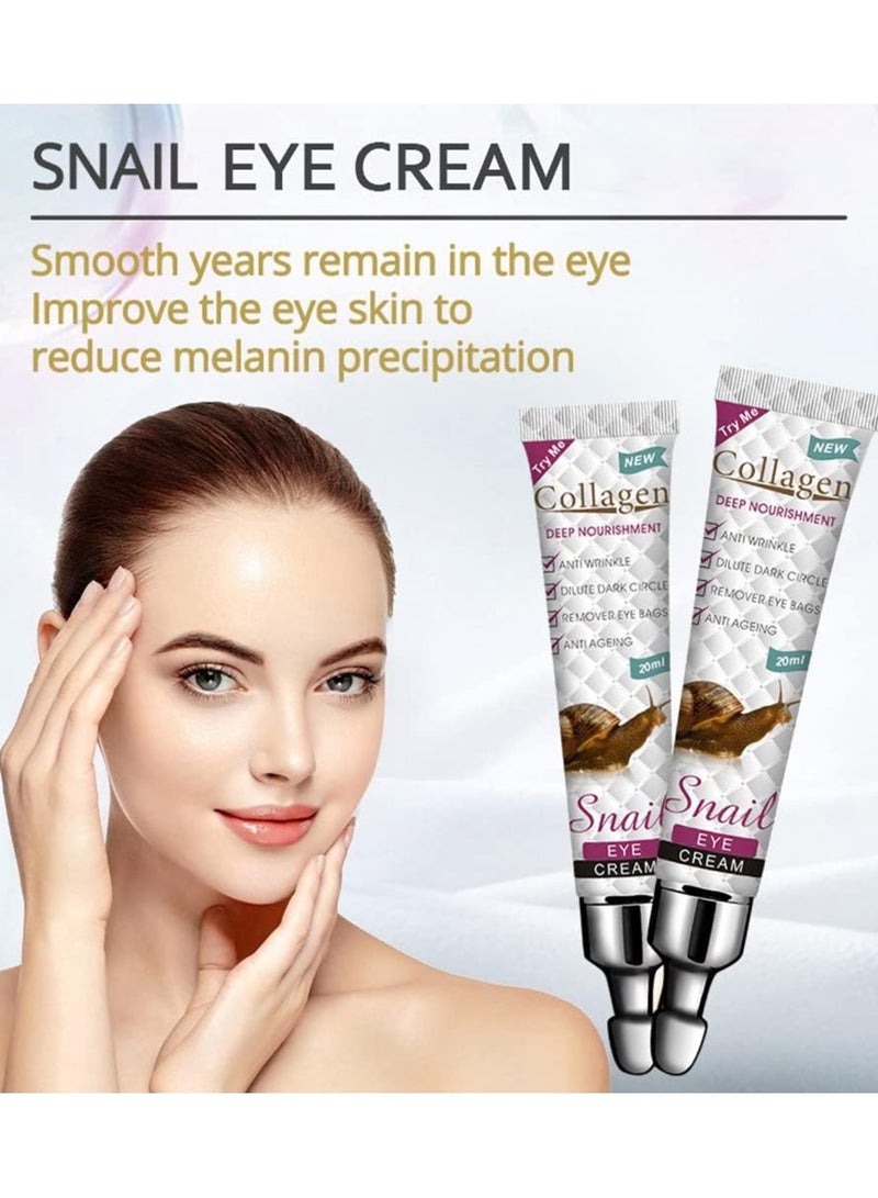 SNAIL Anti Wrinkle Eye Cream,Power Firming Eye Cream,Visibly Reduces Puffiness & Dark Circles,Fade Fine Lines,Natural & Organic Under Eye Cream for Wrinkles,20ml - Image 2