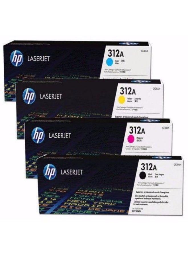 HP Toner HP 312A Toner Cartridge Set 4 Pack | Black Cyan Yellow Magenta Laser Toner Cartridges | Compatible with HP Color LaserJet Pro M476dn, M476dw, M476nw | CF380A CF381A CF382A CF383A - Image 1