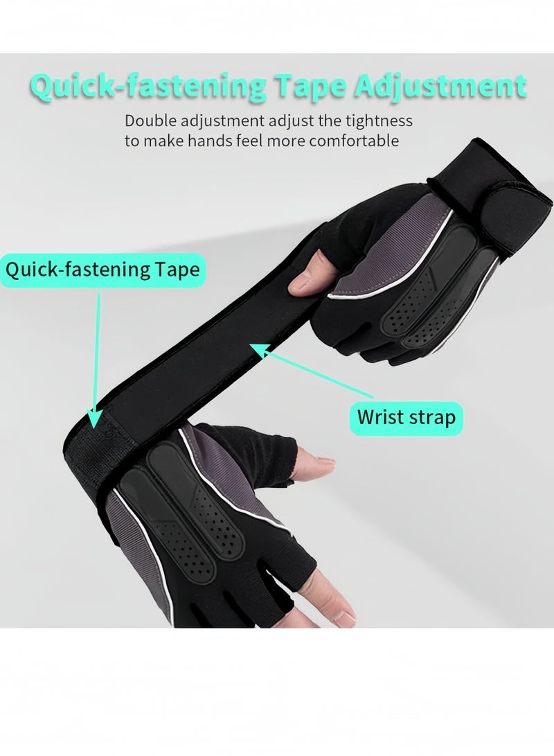 Lee Yon Weightlifting Gloves, Available For Both Men And Women, Non-Slip Silicone And Wrist Support With Adjustable Velcro Straps, Suitable For Fitness Training Weightlifting And Cycling, Black - Image 2