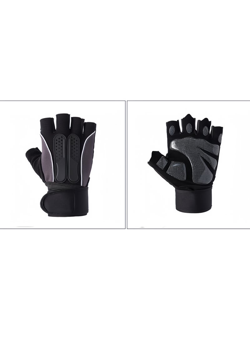 Lee Yon Weightlifting Gloves, Available For Both Men And Women, Non-Slip Silicone And Wrist Support With Adjustable Velcro Straps, Suitable For Fitness Training Weightlifting And Cycling, Black - Image 5