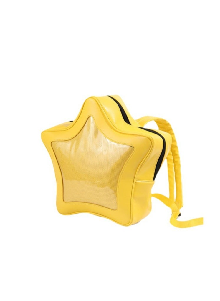 ILovhaprty Yellow Star Backpack PU Leather Ita Bag Backpack Y2k Shoulder Bag Aesthetic Cute Backpack  - Image 1