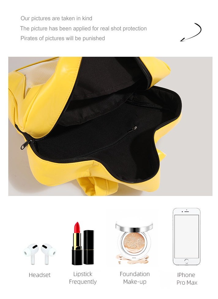 ILovhaprty Yellow Star Backpack PU Leather Ita Bag Backpack Y2k Shoulder Bag Aesthetic Cute Backpack  - Image 4