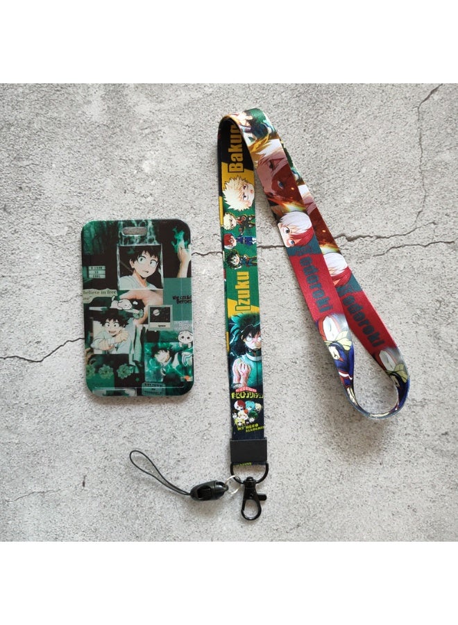 NIBEMINENT 1 - Piece My Hero Academy Kpop Photo Card Holder Pendant Key Chain ID Badge Holder ID Card Holder Photo Card Protector for School ID Office ID Access Card for Women Girls