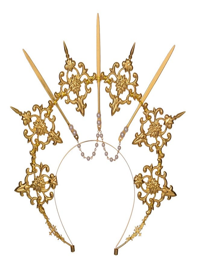 BLESSUME Halo Crown Mary Goddess Headband Women Halloween Costume Headpiece (Gold 10) - Image 1