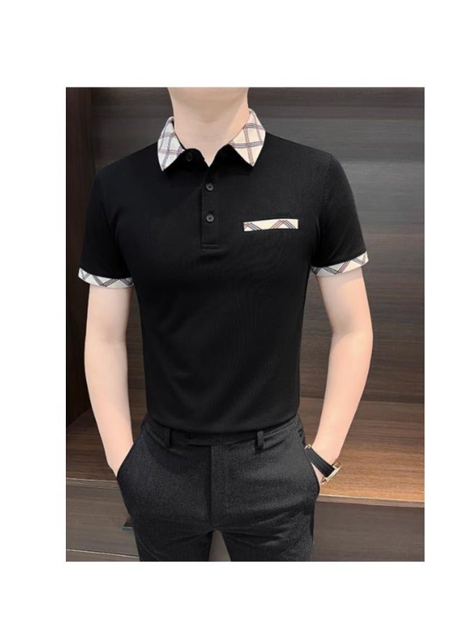 Men's Premium Contrasting Casual T-Shirt Short Sleeved Polo Shirt  - Image 1
