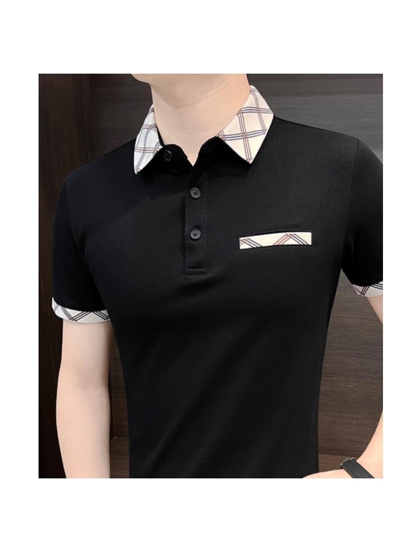 Men's Premium Contrasting Casual T-Shirt Short Sleeved Polo Shirt  - Image 2