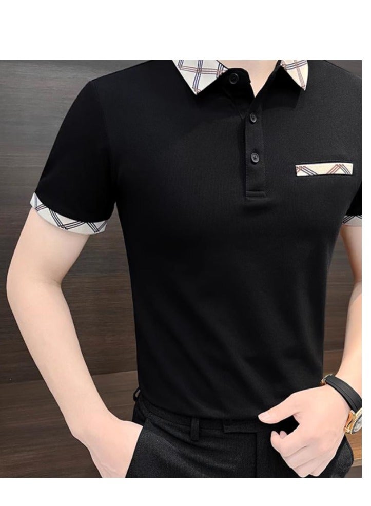 Men's Premium Contrasting Casual T-Shirt Short Sleeved Polo Shirt  - Image 3