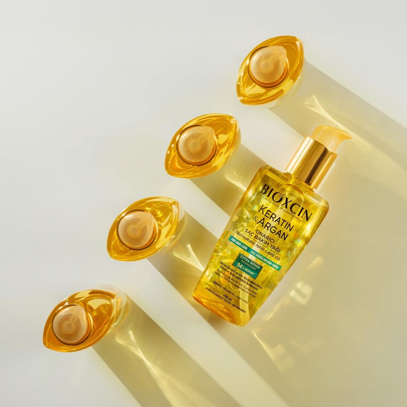 بيوكسين زيت العناية بالشعر Keratin & Argan Repair Hair Care Oil 150 مل - للشعر المتعب والمتضرر - Image 4