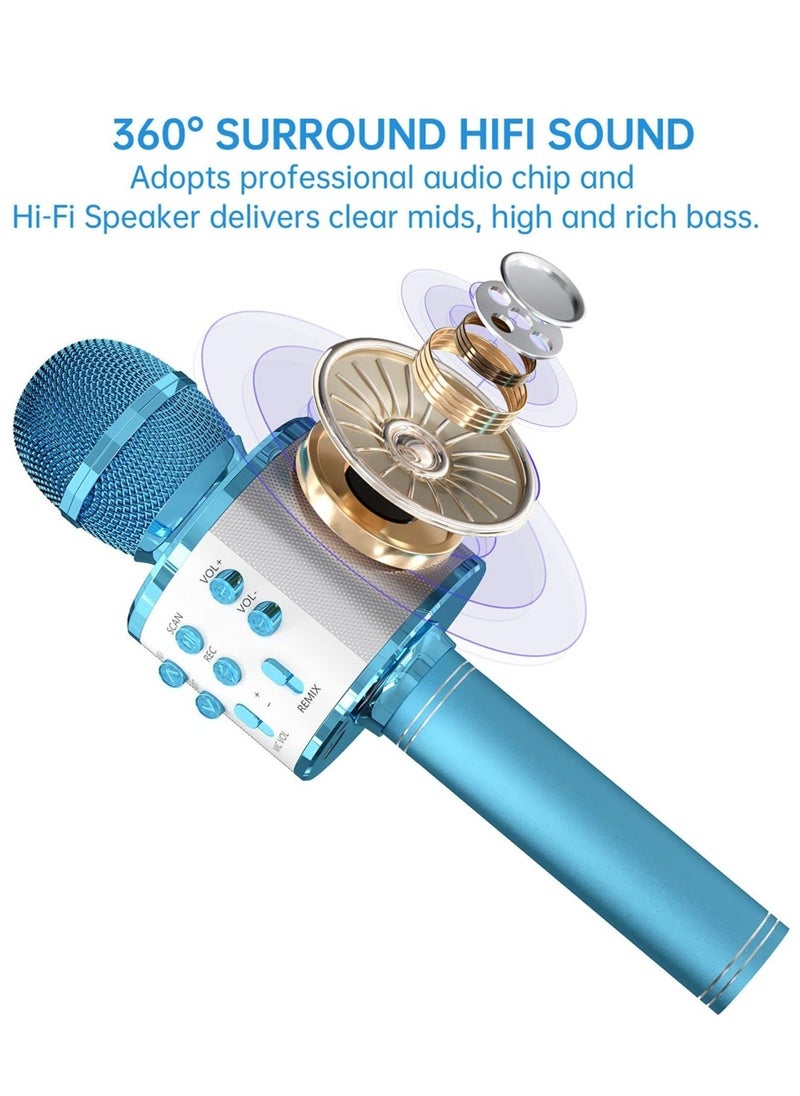 ELTRAZONE 2 Pack Wireless Bluetooth Karaoke Microphone for Kids – Portable Handheld Mic Speaker Machine in Rose Gold & Blue, Perfect Gift for All Ages - Image 3