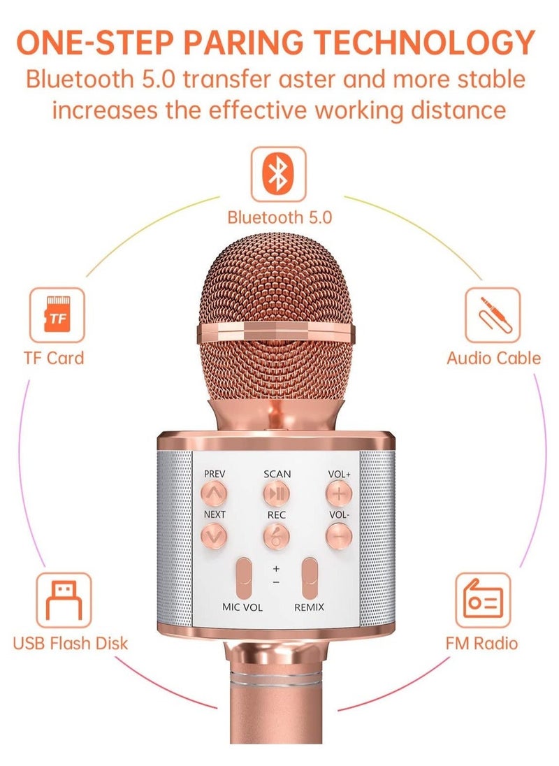 ELTRAZONE 2 Pack Wireless Bluetooth Karaoke Microphone for Kids – Portable Handheld Mic Speaker Machine in Rose Gold & Blue, Perfect Gift for All Ages - Image 2