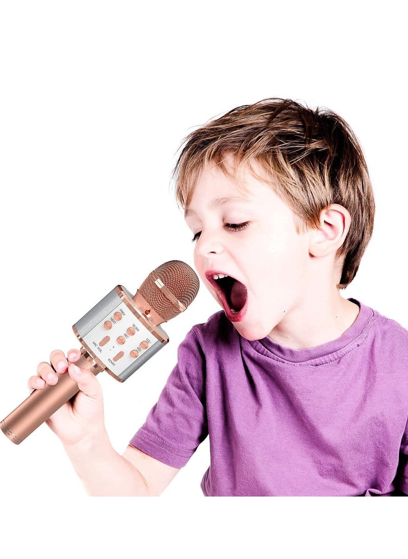 ELTRAZONE 2 Pack Wireless Bluetooth Karaoke Microphone for Kids – Portable Handheld Mic Speaker Machine in Rose Gold & Blue, Perfect Gift for All Ages - Image 5