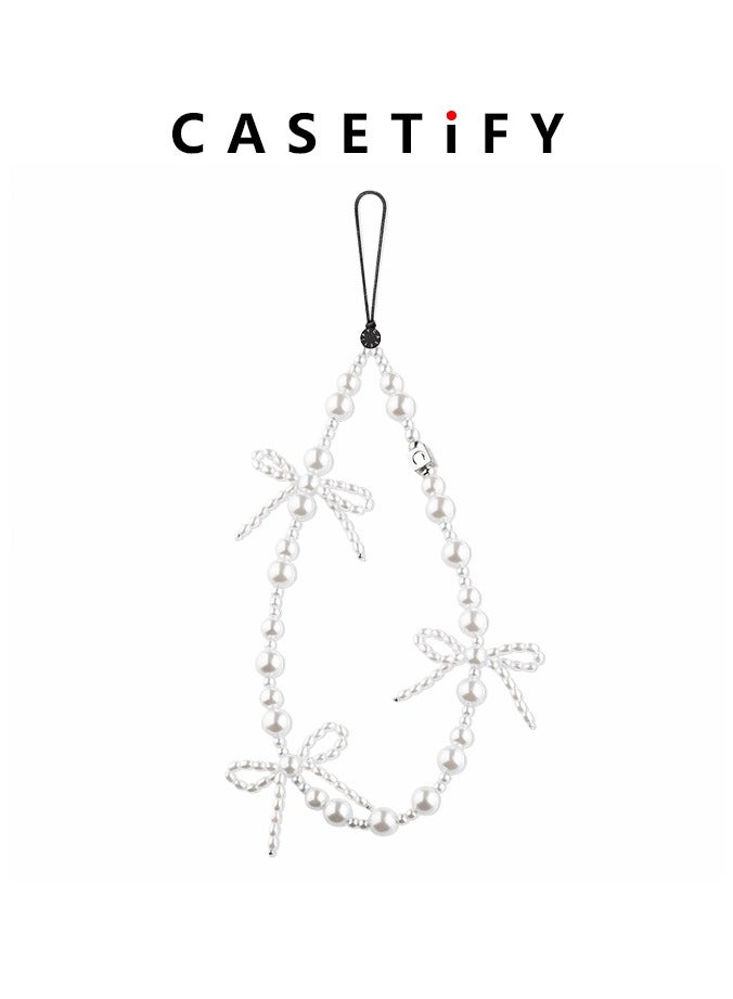 Casetify Phone Charm [Hands-Free Phone Wrist Strap] Pearl Bow phone lanyard - Image 1