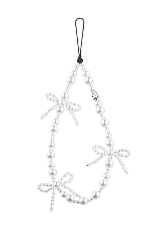 Casetify Phone Charm [Hands-Free Phone Wrist Strap] Pearl Bow phone lanyard - Image 2