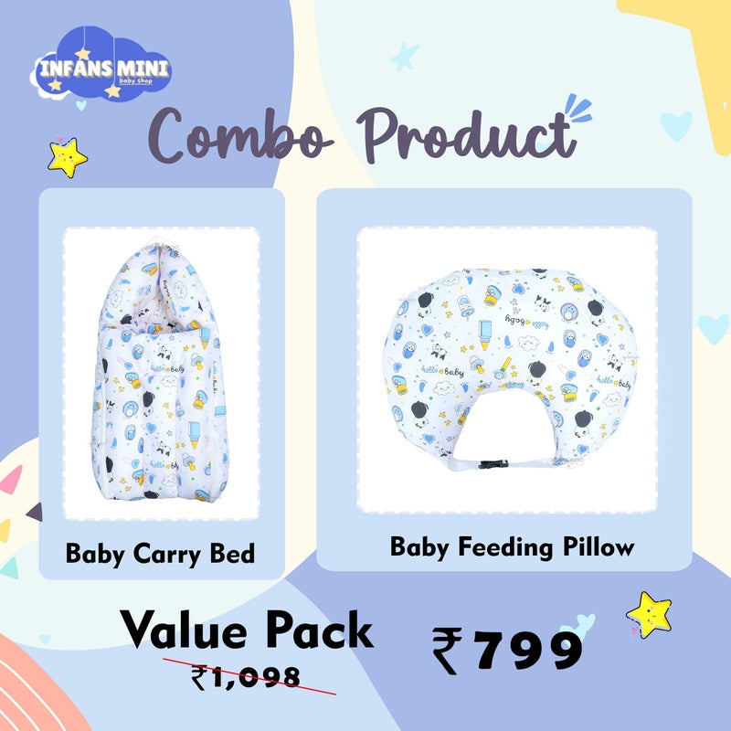 Infans Mini Baby Bedding Set Combo for New Born - Baby Sleeping Bag, Baby Feeding Pillow Ideal for 0 to 6 Months Babies (Panda Blue) - Image 4