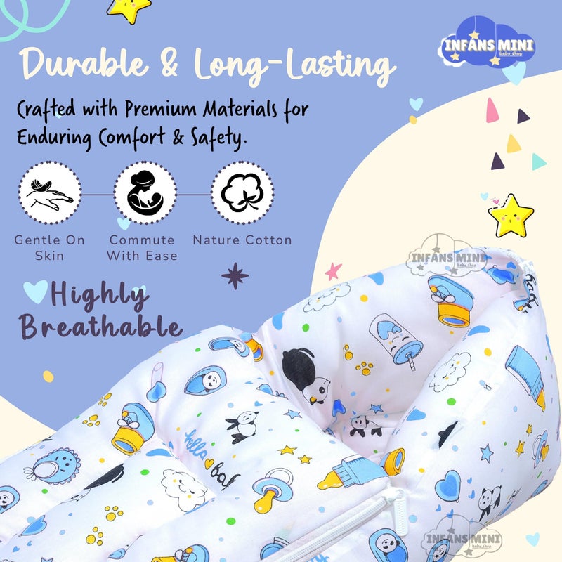 Infans Mini Baby Bedding Set Combo for New Born - Baby Sleeping Bag, Baby Feeding Pillow Ideal for 0 to 6 Months Babies (Panda Blue) - Image 5