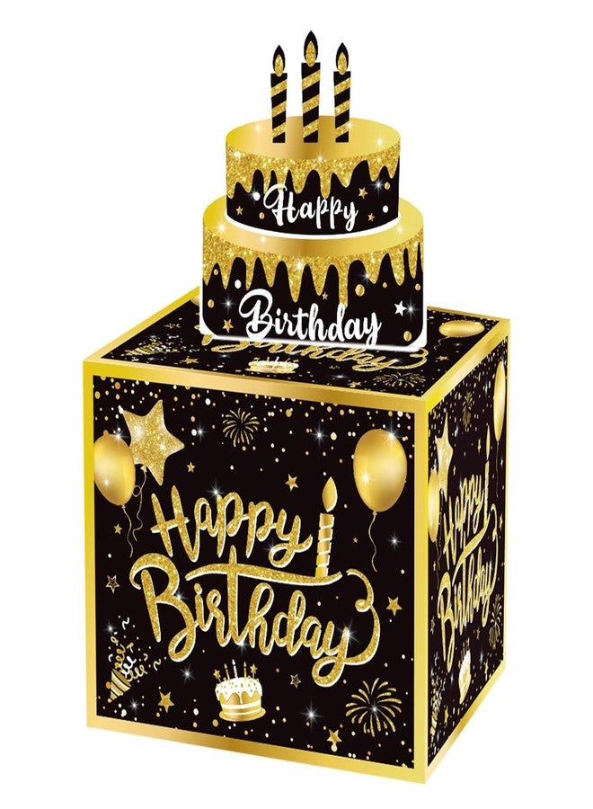 Mivofun Birthday Money Box for Cash Gift Pull, Surprise Gifts Box for Cash, Money Holder with 30Pcs Transparent Bags (Birthday-Black Gold) - Image 3