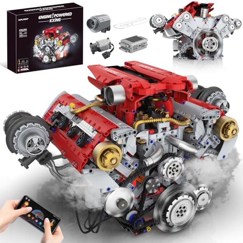 Suplanet V8 Engine Building Kit That Works Build Your Own Model Engine for Adult8Cylinder Car Engine with Spray Light Building Engineering Toys for Kids Adults 3168PCS - Image 1