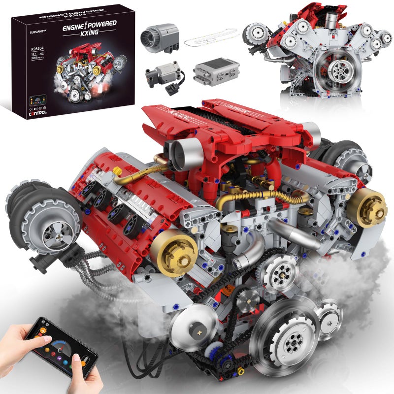 Suplanet V8 Engine Building Kit That Works Build Your Own Model Engine for Adult8Cylinder Car Engine with Spray Light Building Engineering Toys for Kids Adults 3168PCS - Image 3