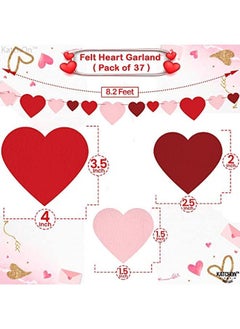 KATCHON Felt Red Valentines Heart Banner No Diy Required 3 Strings | Red Heart Garland For Romantic Decorations Special Night | Heart Decorations Valentines Day Garland For Valentines Day Decorations  - Image 4